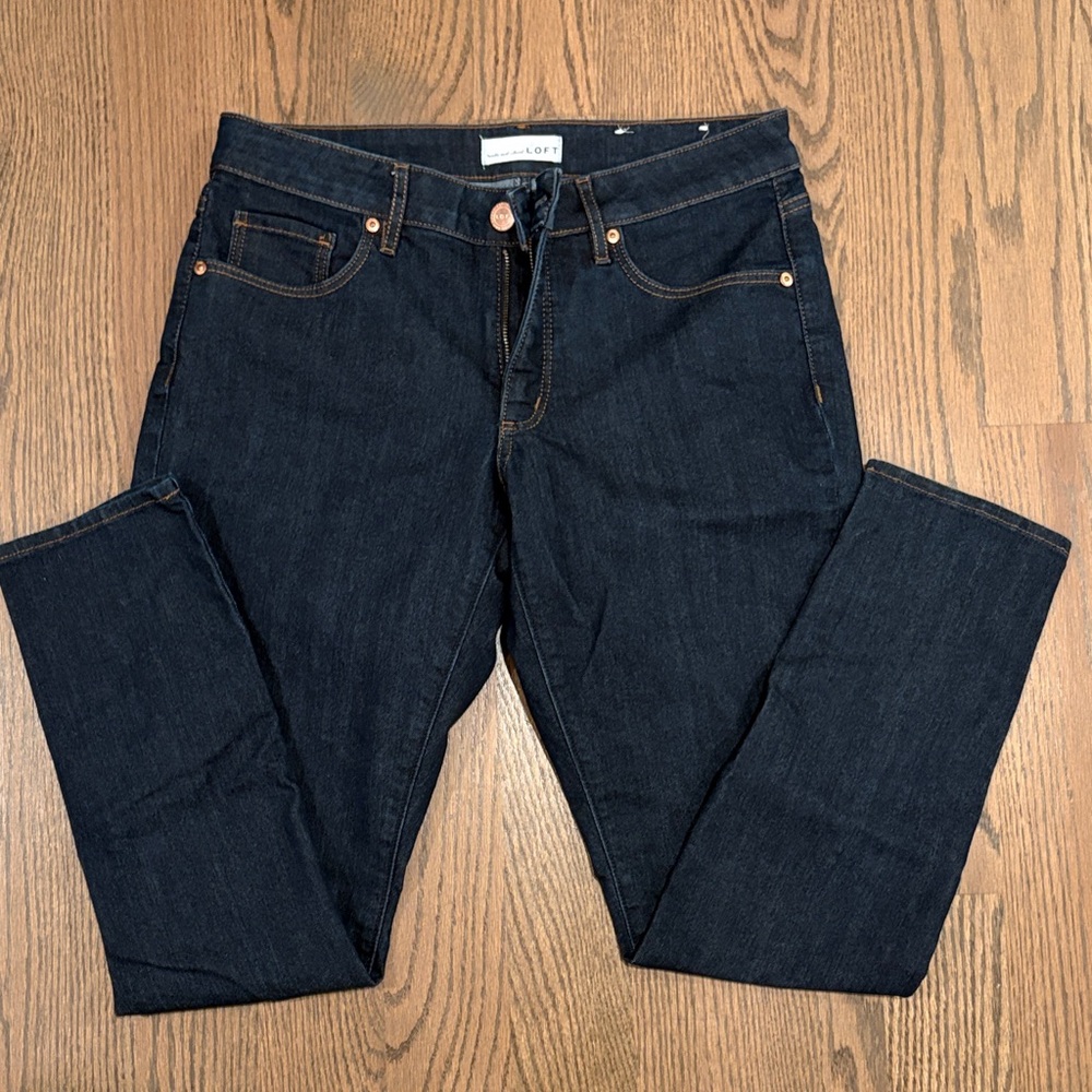 Loft Curvy Skinny Dark Blue Denim Jeans